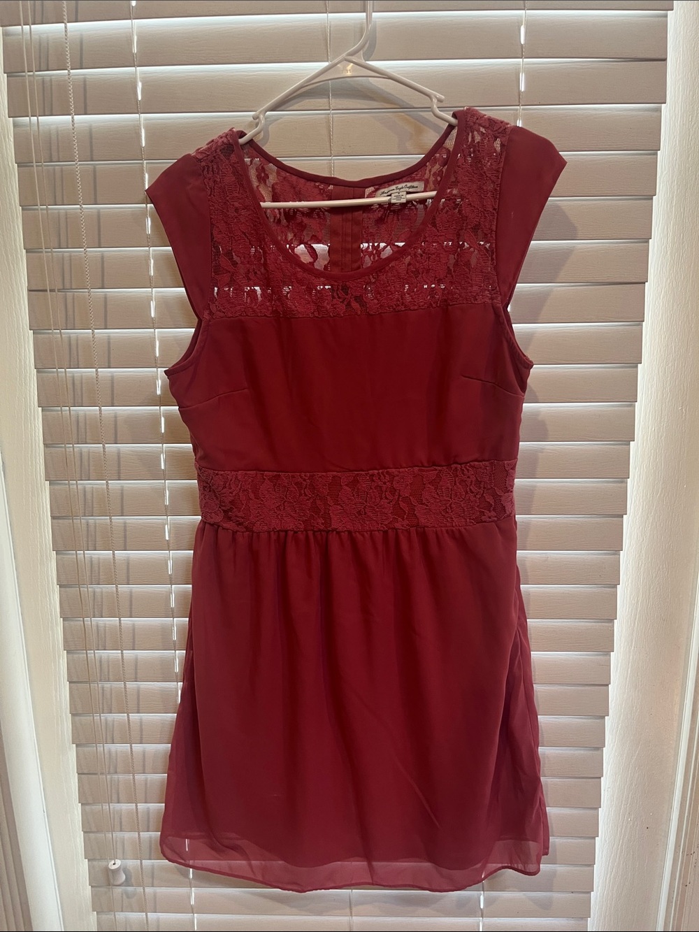 American Eagle Outffiters Pink Lace Yoke Mini Dress